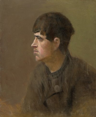 Half-Figure of a Young Man from Profile by Laszlo Mednyanszky